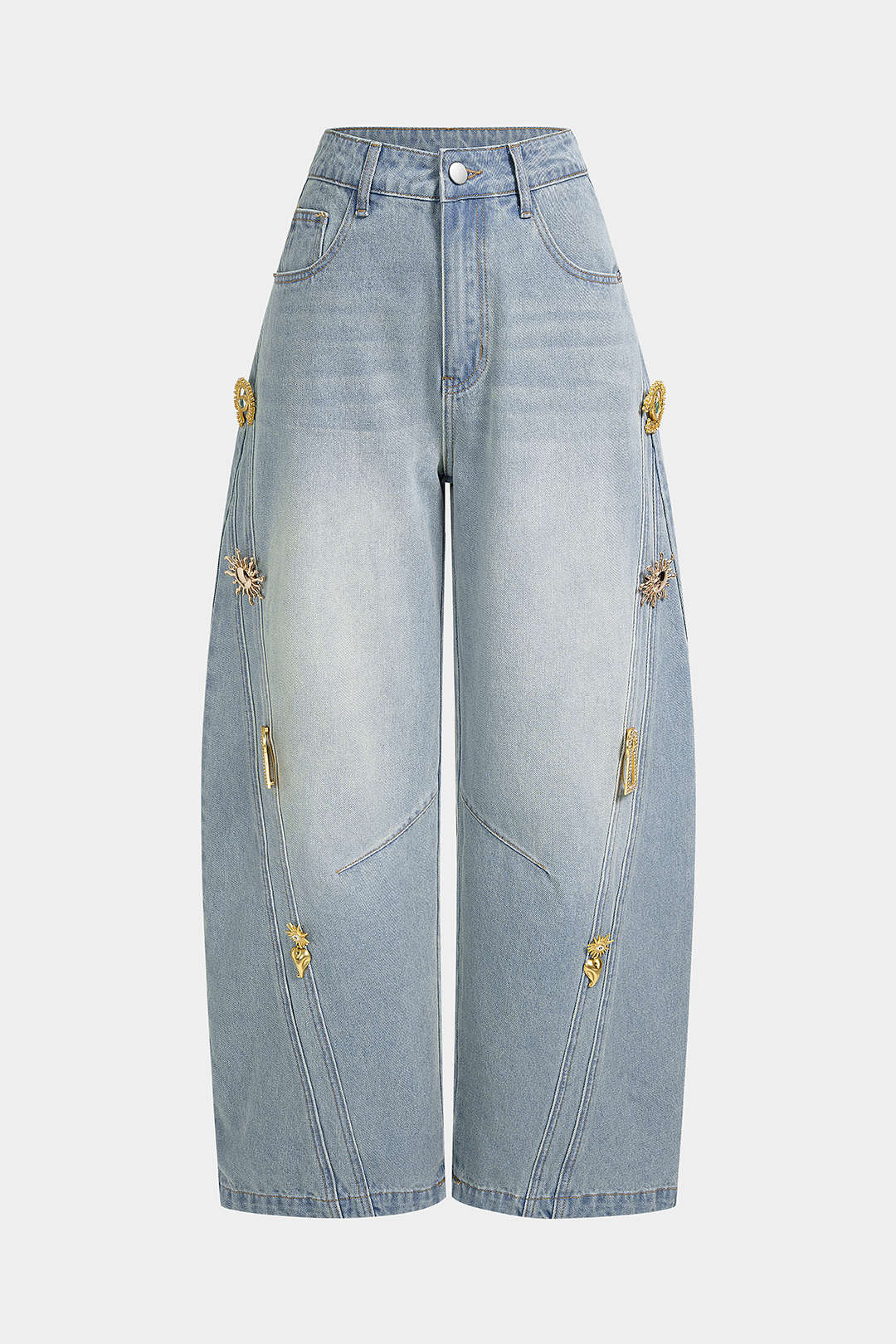 Women’s Wide-Leg Jeans with Metallic Details