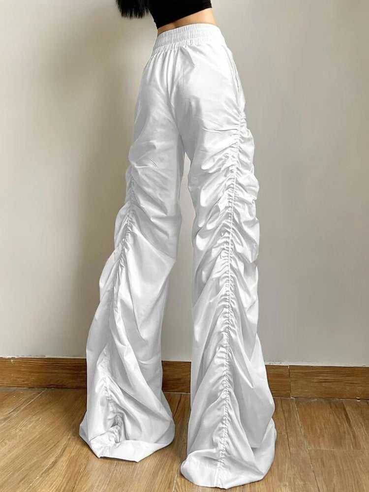 Women's Parachute Pants with Ruched Texture