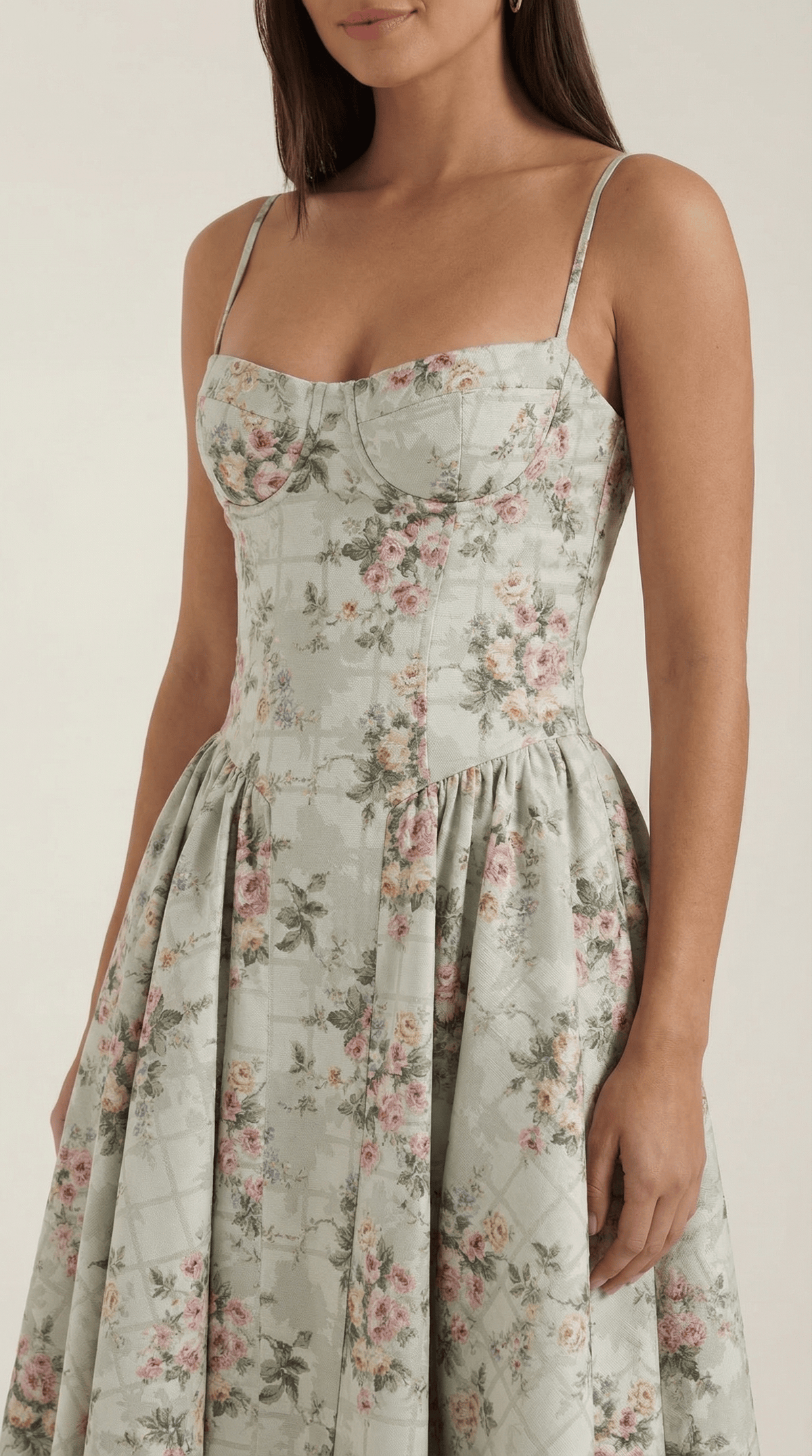 Women’s Floral Midi Dress with Spaghetti Straps