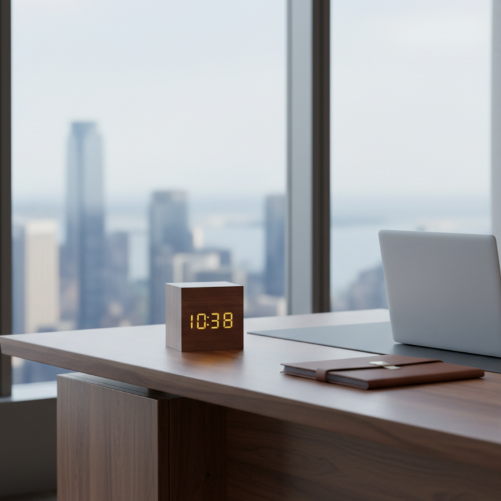 Wood-Grain Digital Alarm Clock
