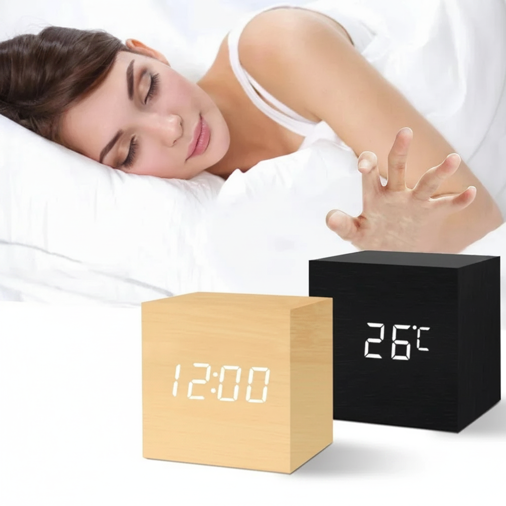 Wood-Grain Digital Alarm Clock
