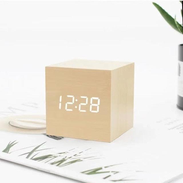 Wood-Grain Digital Alarm Clock