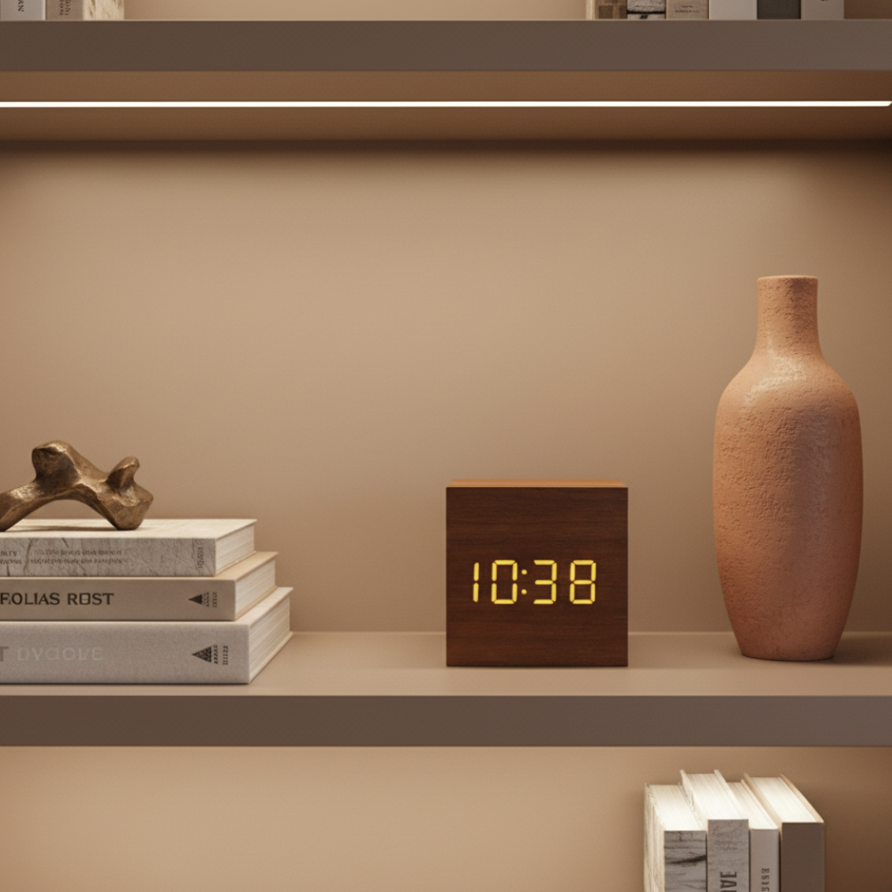 Wood-Grain Digital Alarm Clock