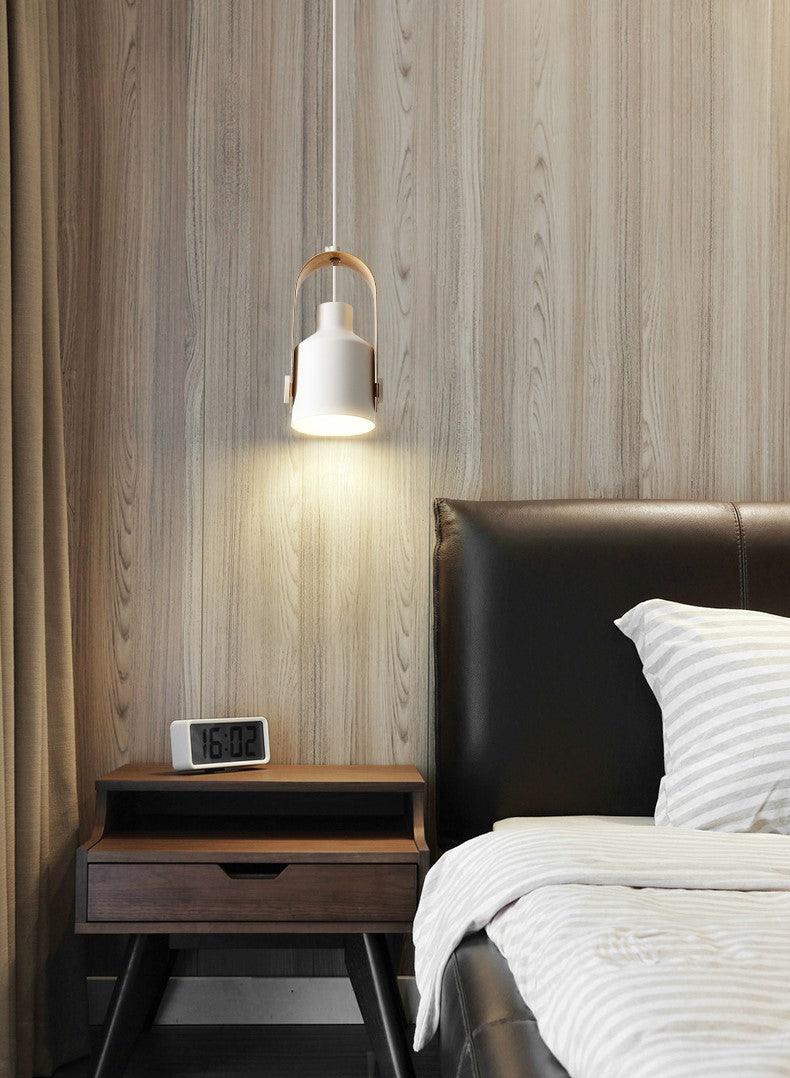 Nordic Wood and Metal LED Pendant Light with Slim Minimalist Design