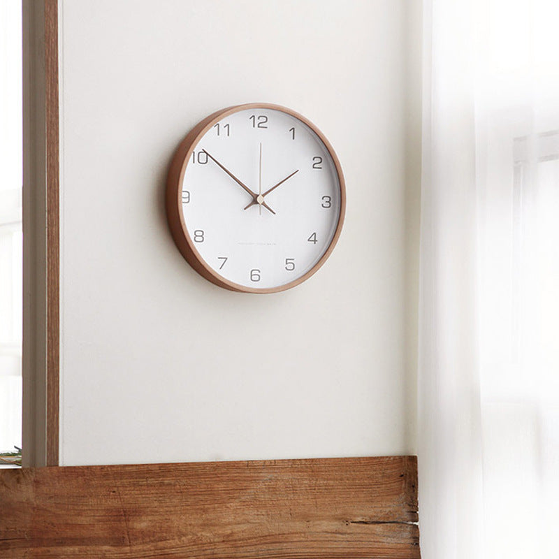 Wooden Analog Wall Clock – 25 cm Silent Timepiece for Home Decor – Natural Solid Wood Design