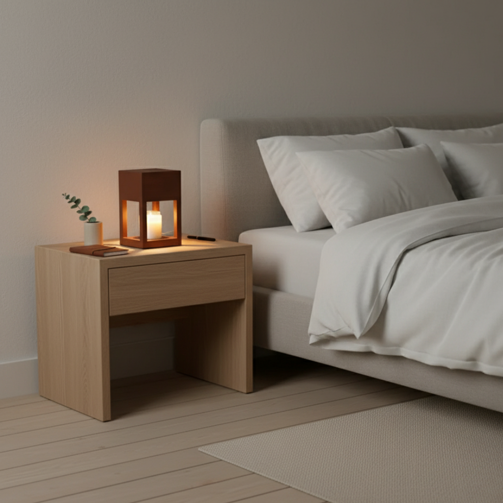 Wooden Candle Warmer Table Lamp
