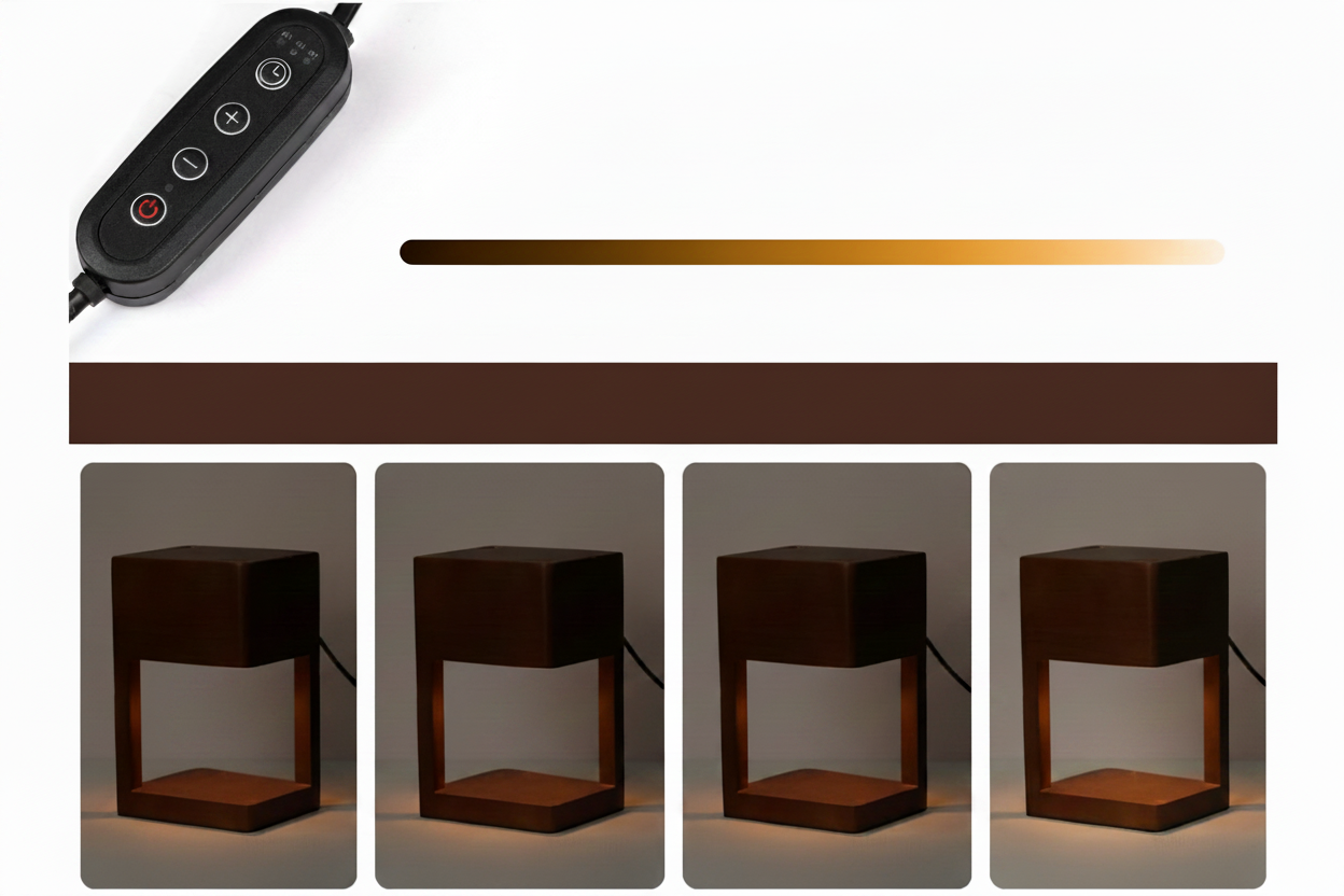 Wooden Candle Warmer Table Lamp
