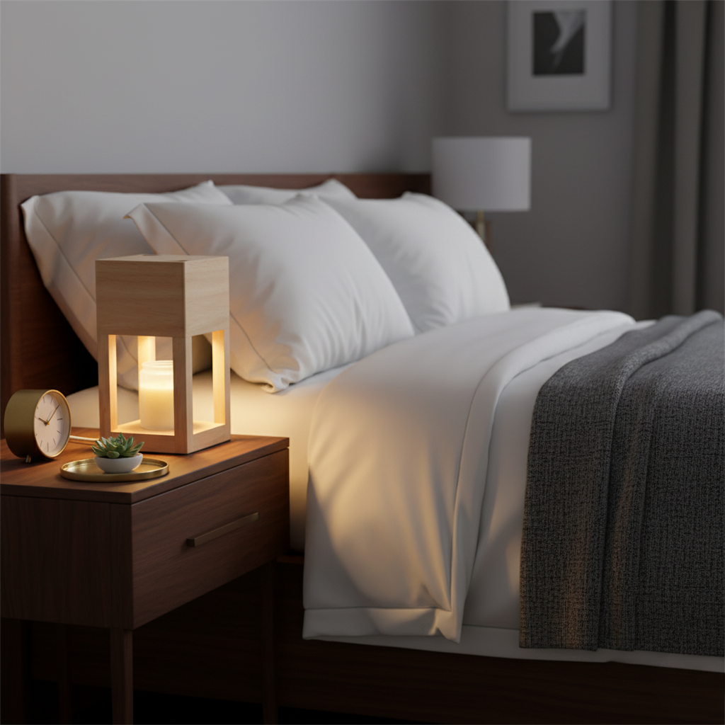 Wooden Candle Warmer Table Lamp