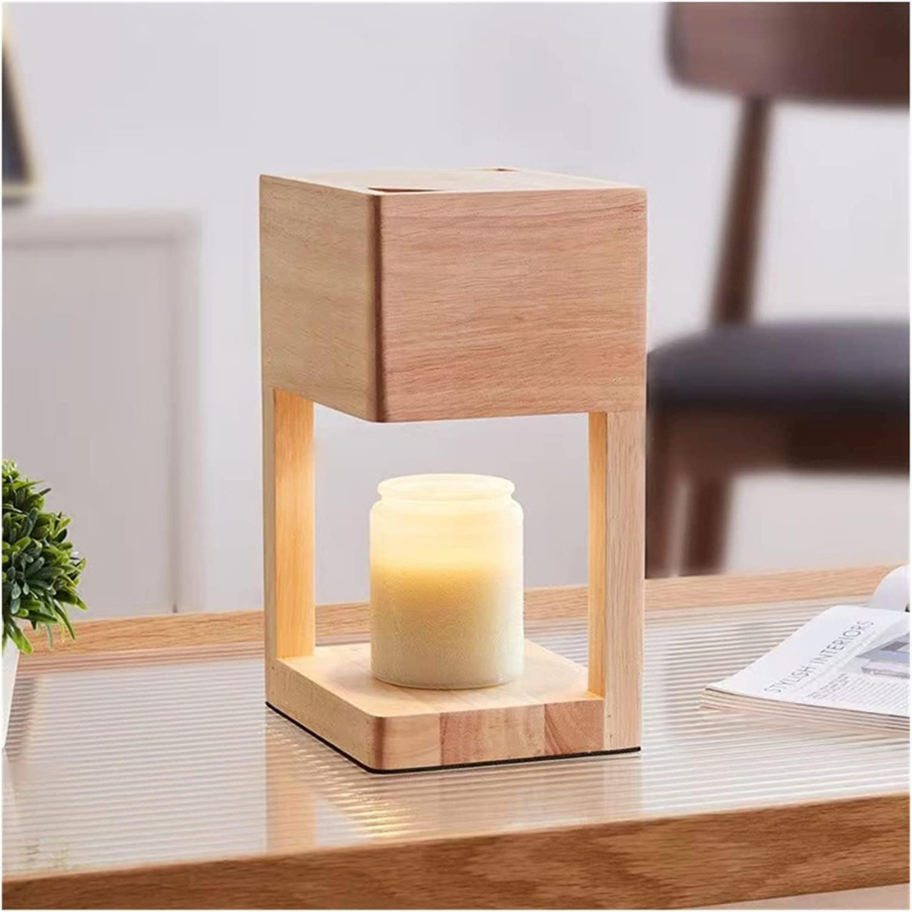 Wooden Candle Warmer Table Lamp