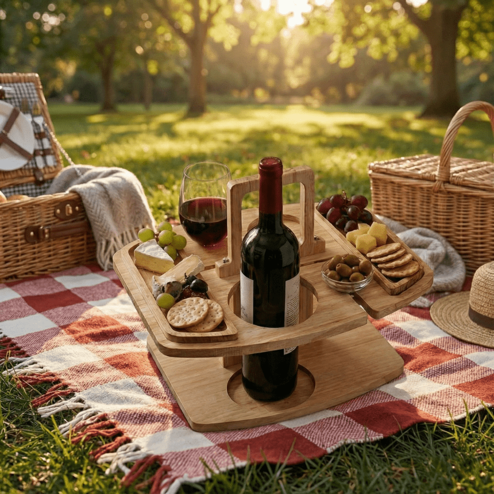 Wooden Picnic Wine Table
