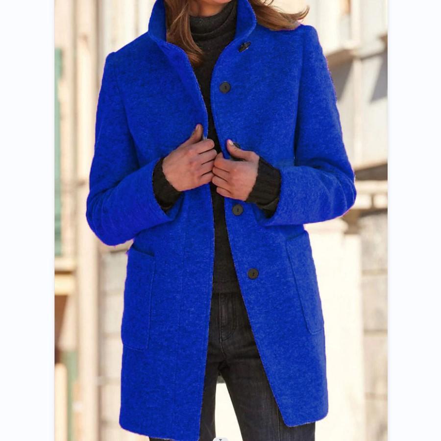 Women’s Classic Wool Coat with Retro Button Closure
