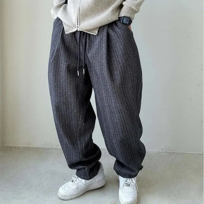 Men's Pinstripe Balloon Fit Drawstring Trousers