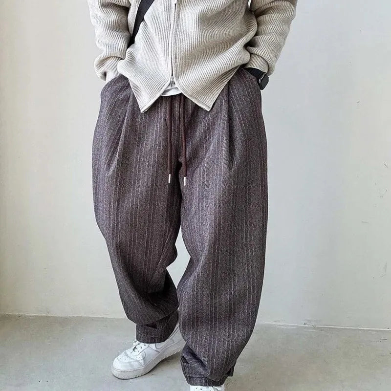Men's Pinstripe Balloon Fit Drawstring Trousers