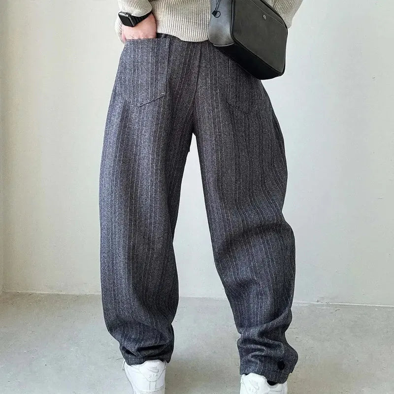 Men's Pinstripe Balloon Fit Drawstring Trousers
