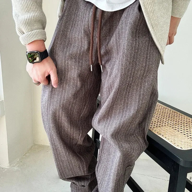 Men's Pinstripe Balloon Fit Drawstring Trousers