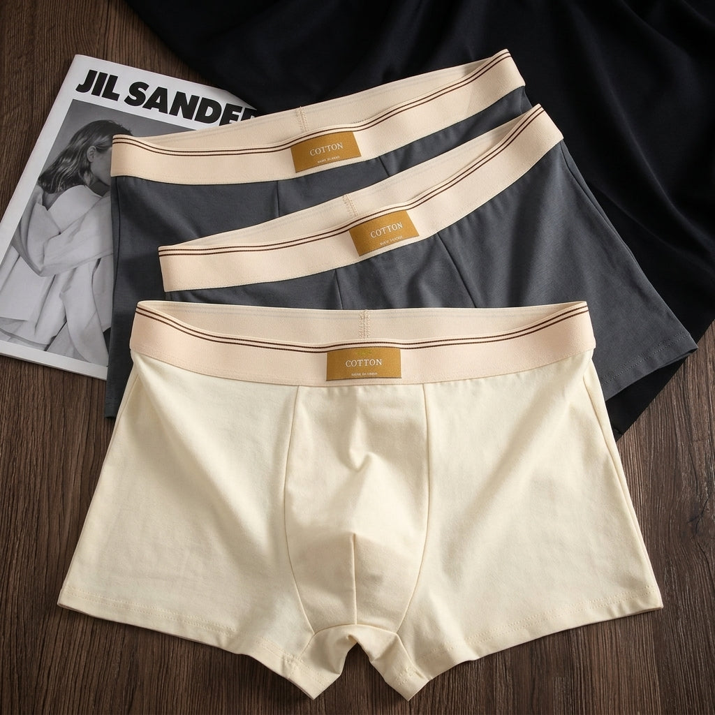 Men's Plain Boxer Briefs with Wide Waistband