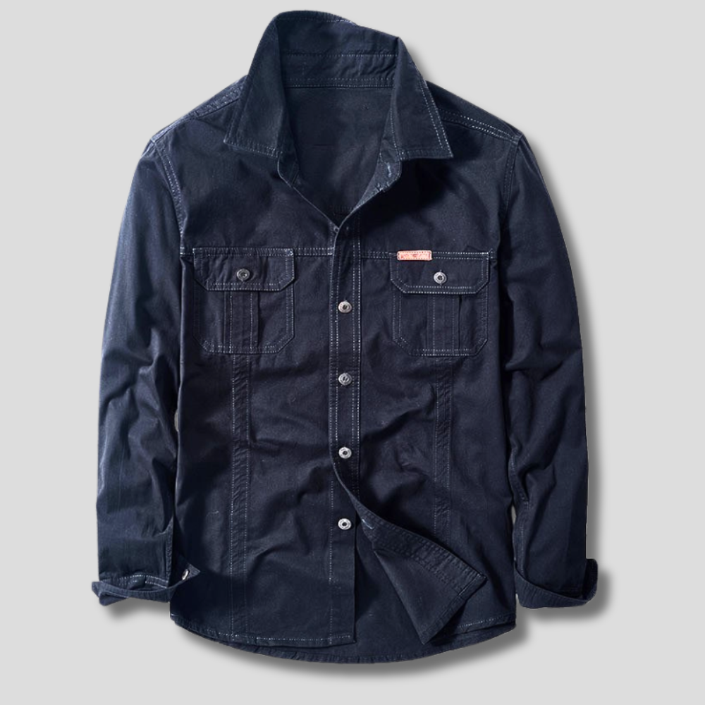 Men's Long Sleeve Cargo Shirt with Flap Pockets