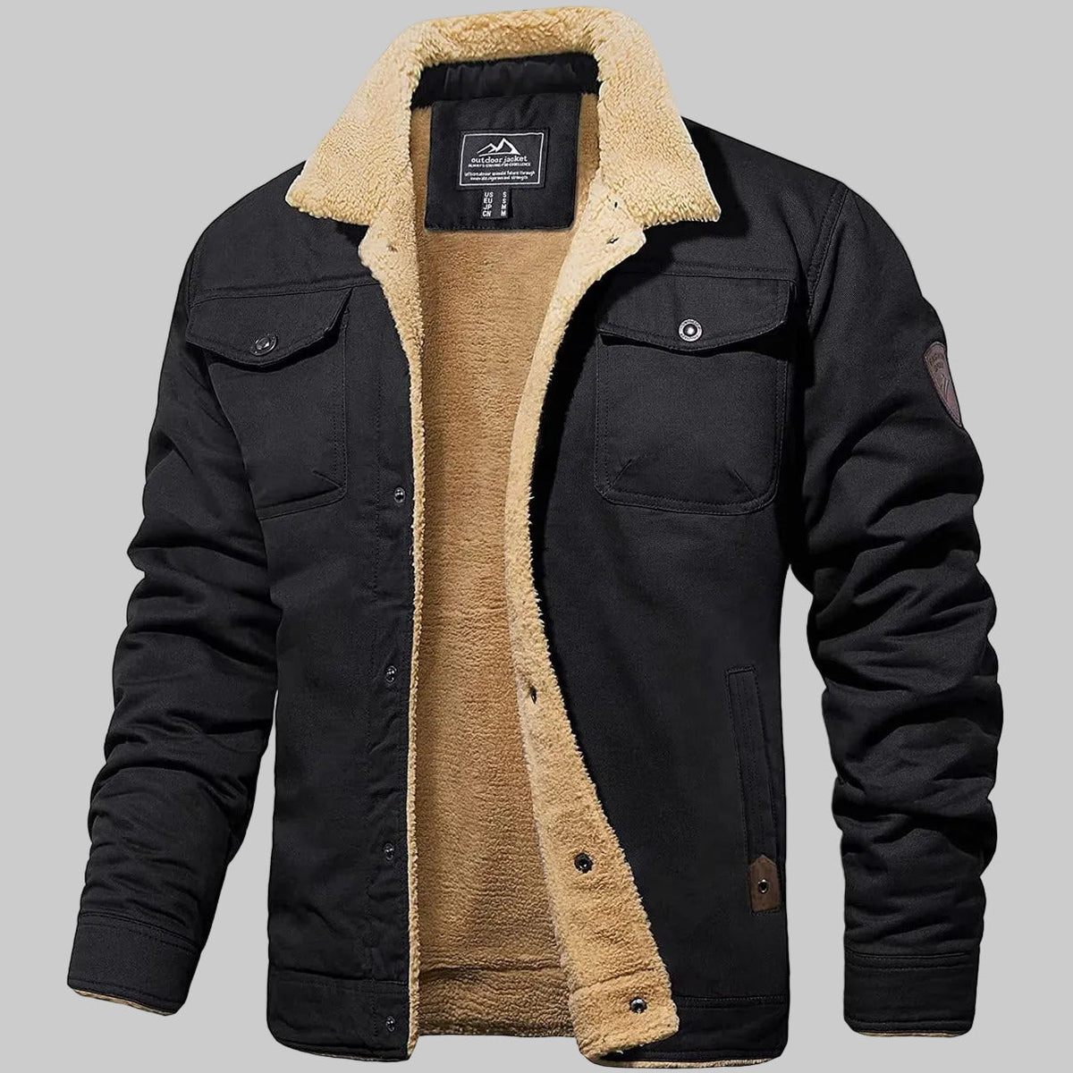 Men's Sherpa Lined Button-Front Utility Jacket