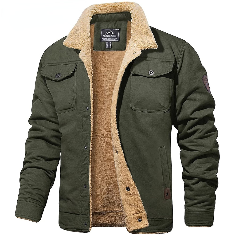 Men's Sherpa Lined Button-Front Utility Jacket