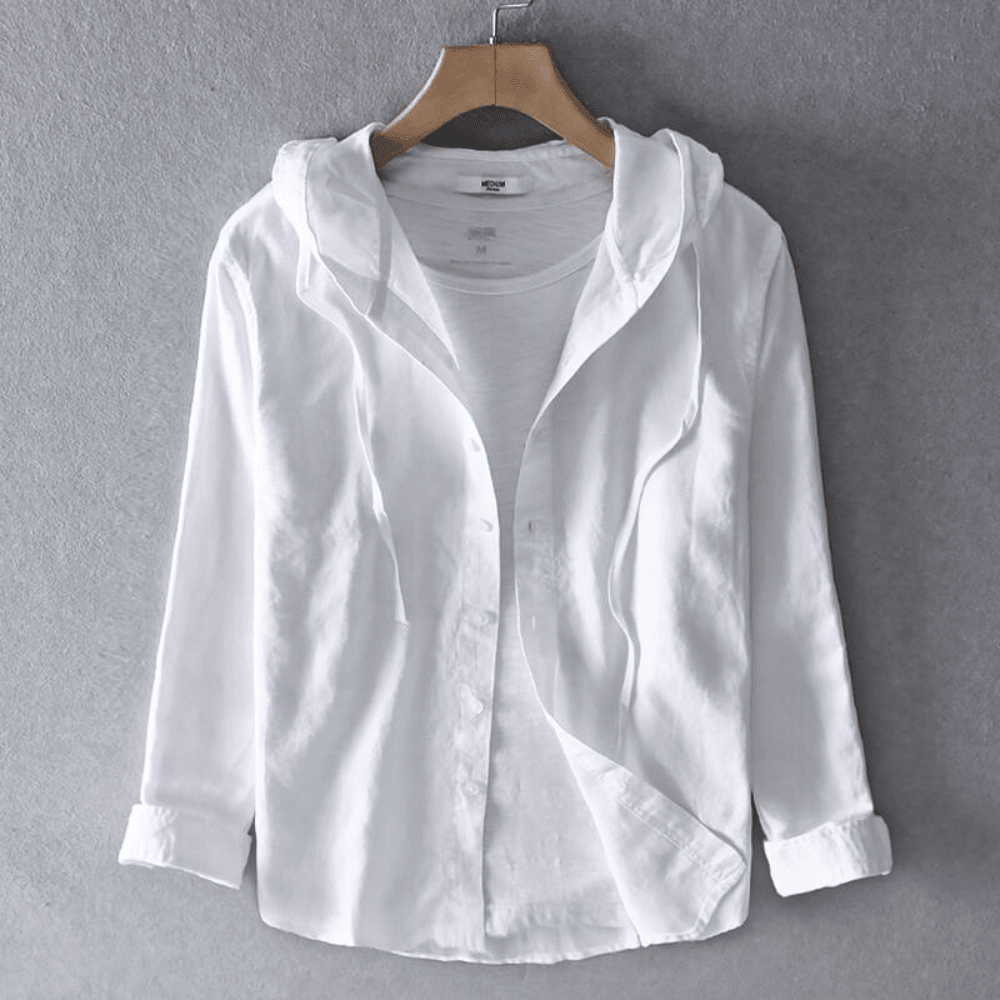 Men's Hooded Long Sleeve Button-Up Shirt