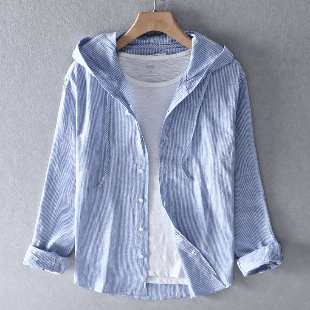 Men's Hooded Long Sleeve Button-Up Shirt