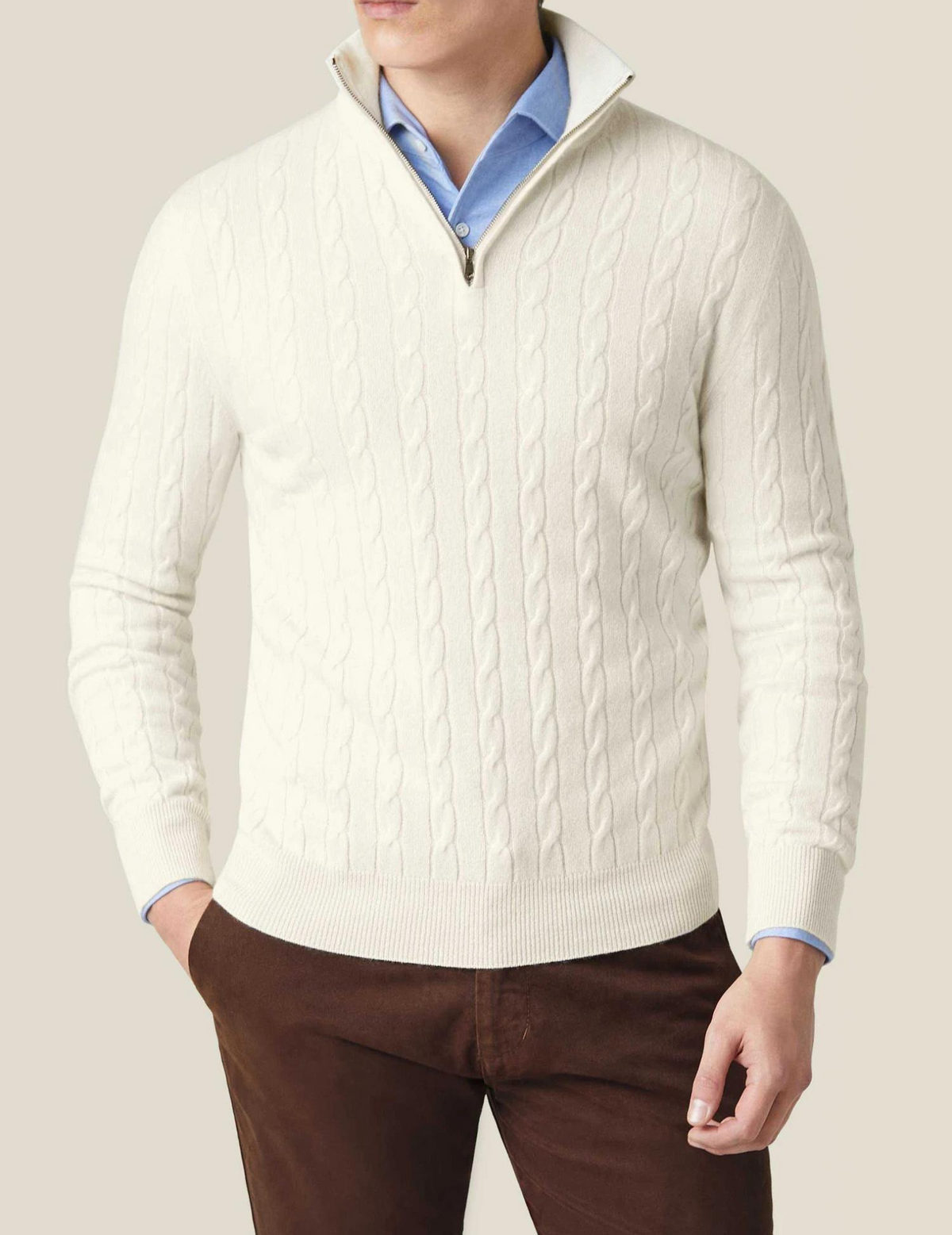 Men's Cable-Knit Half-Zip Jumper