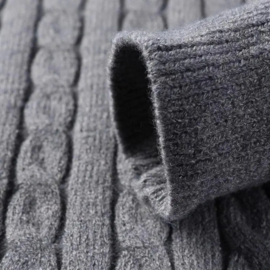 Men's Narrow Cable Knit Half-Zip Jumper