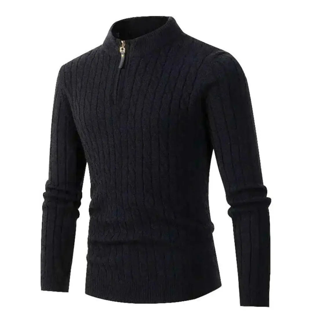 Men's Narrow Cable Knit Half-Zip Jumper