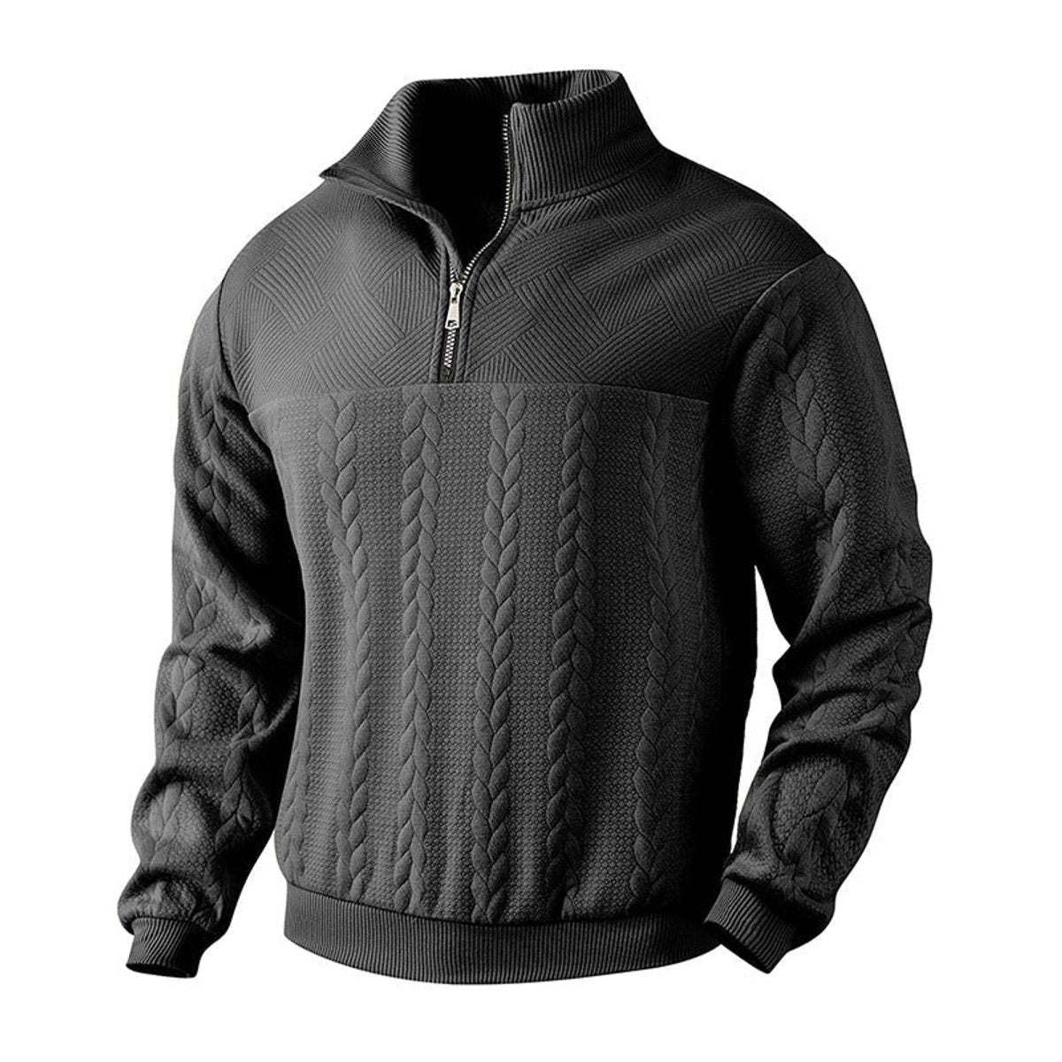 Men's Relaxed Cable Knit Quarter-Zip Pullover