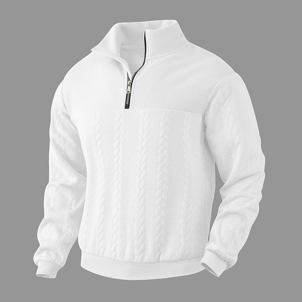 Men's Relaxed Cable Knit Quarter-Zip Pullover