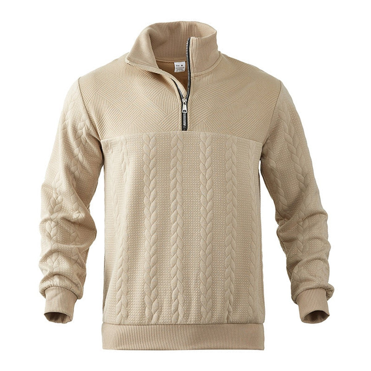 Men's Relaxed Cable Knit Quarter-Zip Pullover
