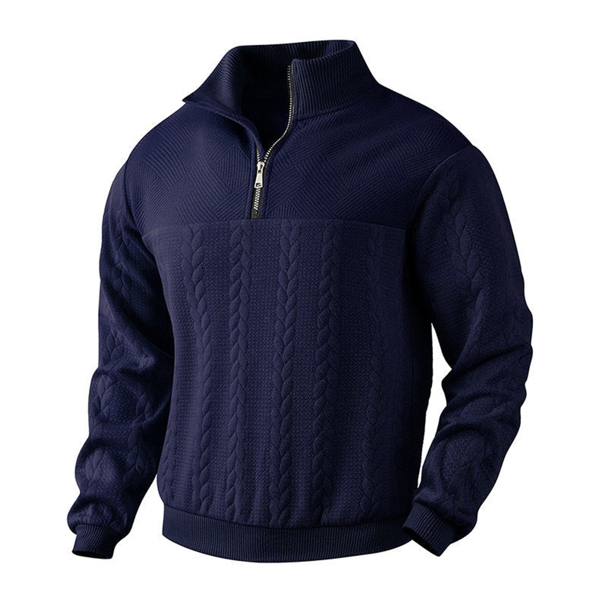 Men's Relaxed Cable Knit Quarter-Zip Pullover