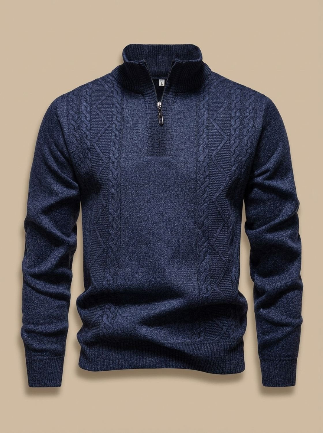 Men's Diamond Cable Knit Quarter-Zip Jumper