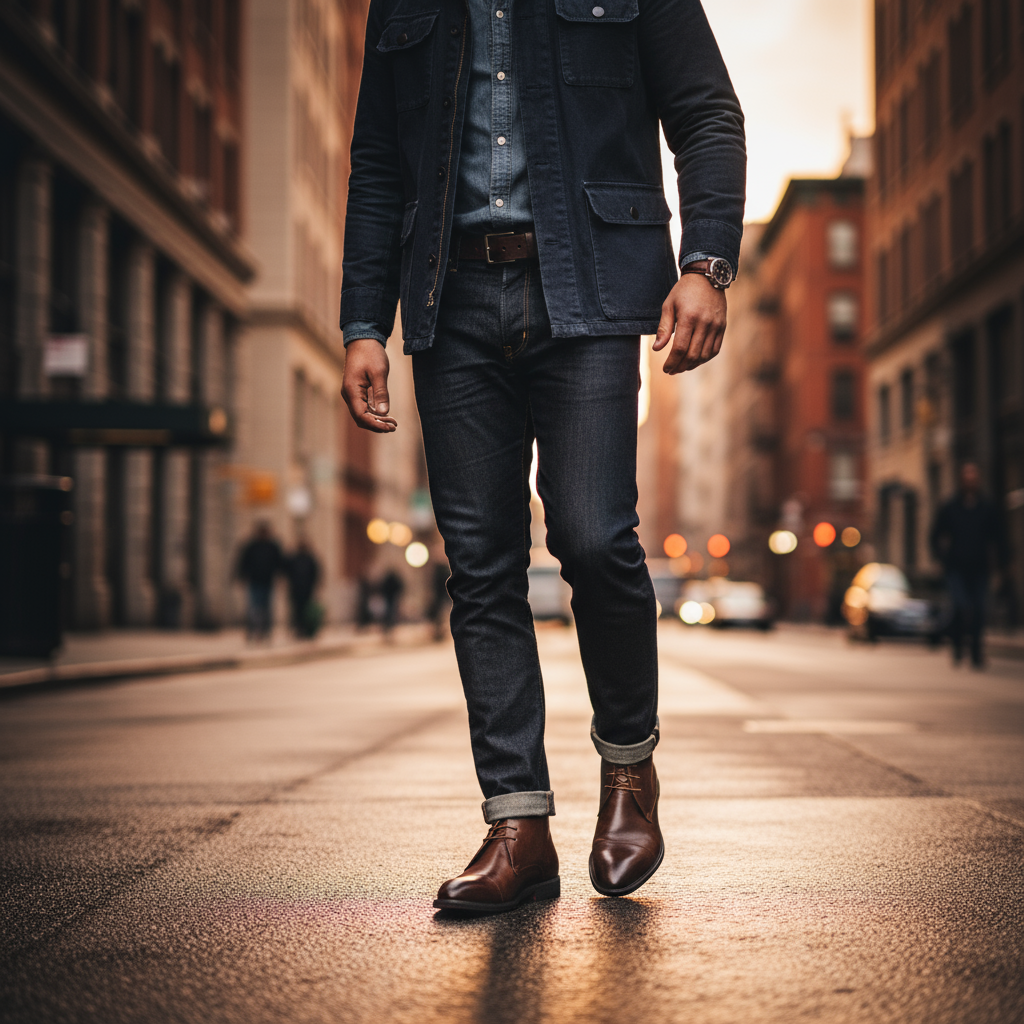 Men's Cap-Toe Faux Leather Chukka Boots