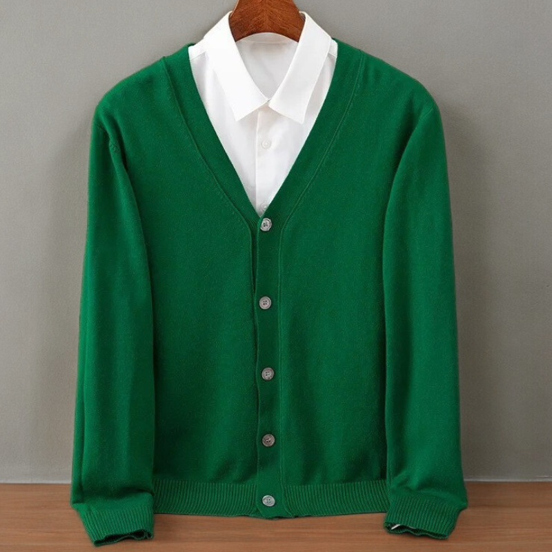 Men's Fine Knit V-Neck Button Cardigan