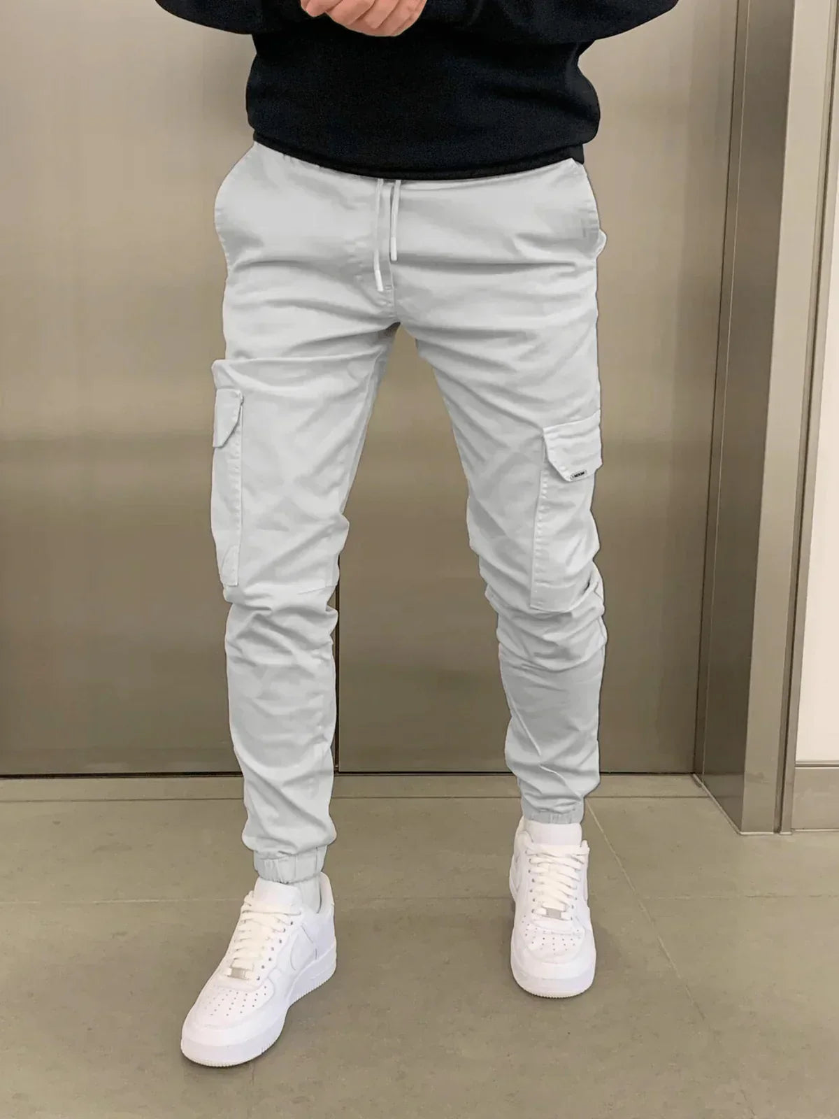 Men's Cargo Jogger Trousers with Elasticated Waist