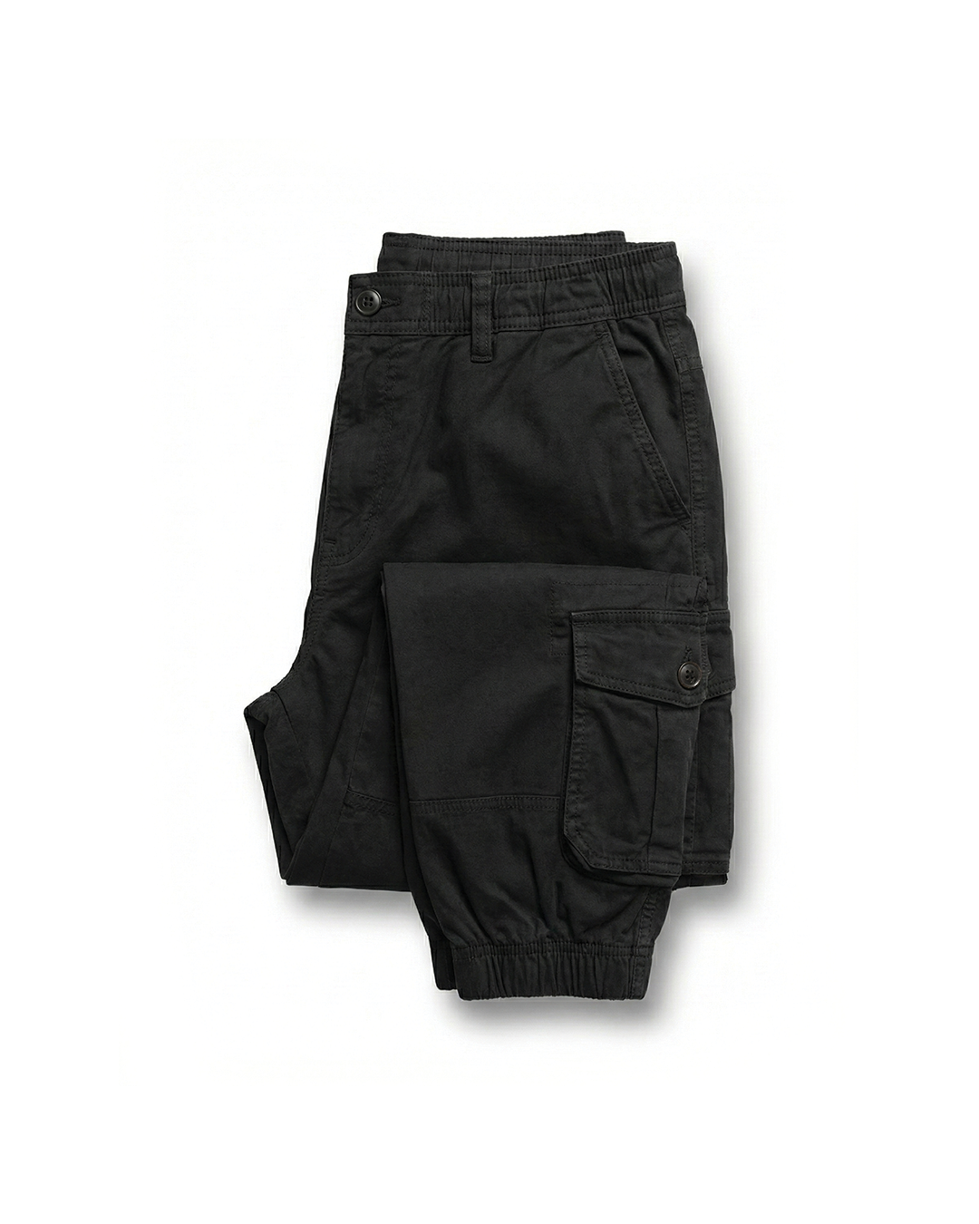 Men's Cuffed Cargo Trousers with Drawstring Waist