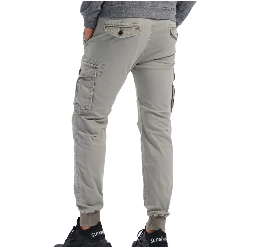 Men's Cuffed Cargo Trousers with Drawstring Waist