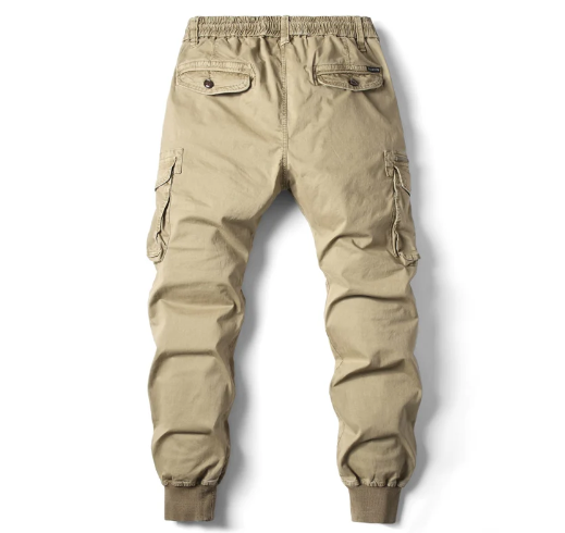Men's Cuffed Cargo Trousers with Drawstring Waist