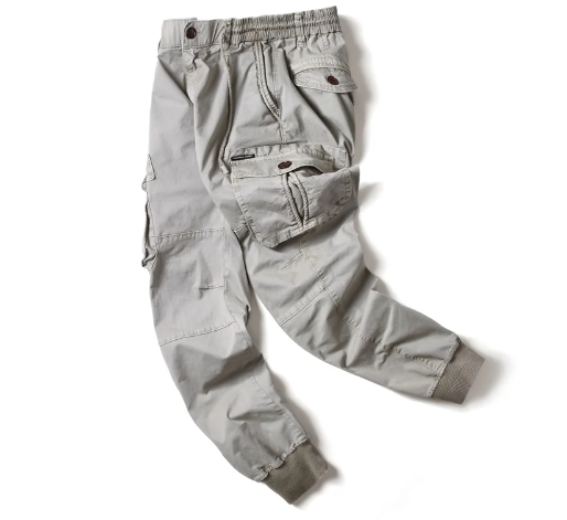 Men's Cuffed Cargo Trousers with Drawstring Waist