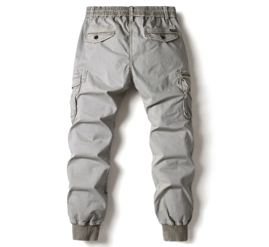 Men's Cuffed Cargo Trousers with Drawstring Waist