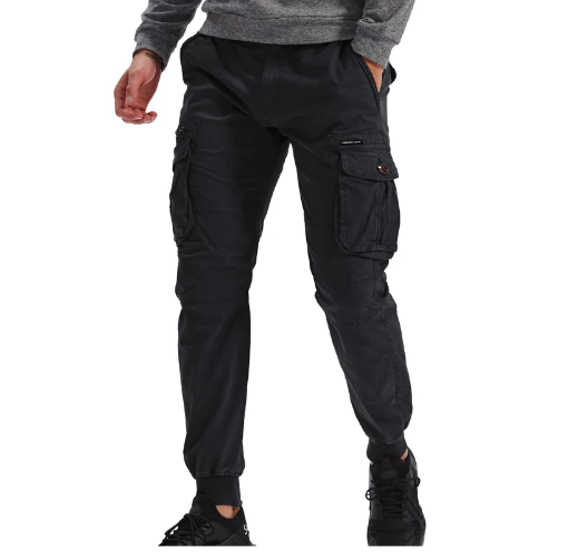 Men's Cuffed Cargo Trousers with Drawstring Waist