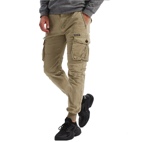 Men's Cuffed Cargo Trousers with Drawstring Waist