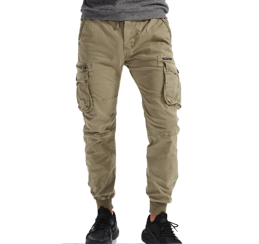 Men's Cuffed Cargo Trousers with Drawstring Waist