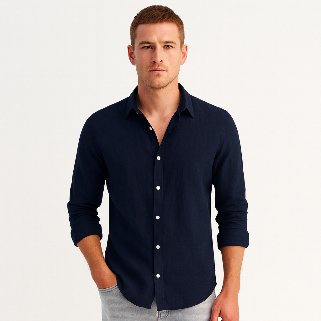 Men's Long Sleeve Casual Button-Up Shirt