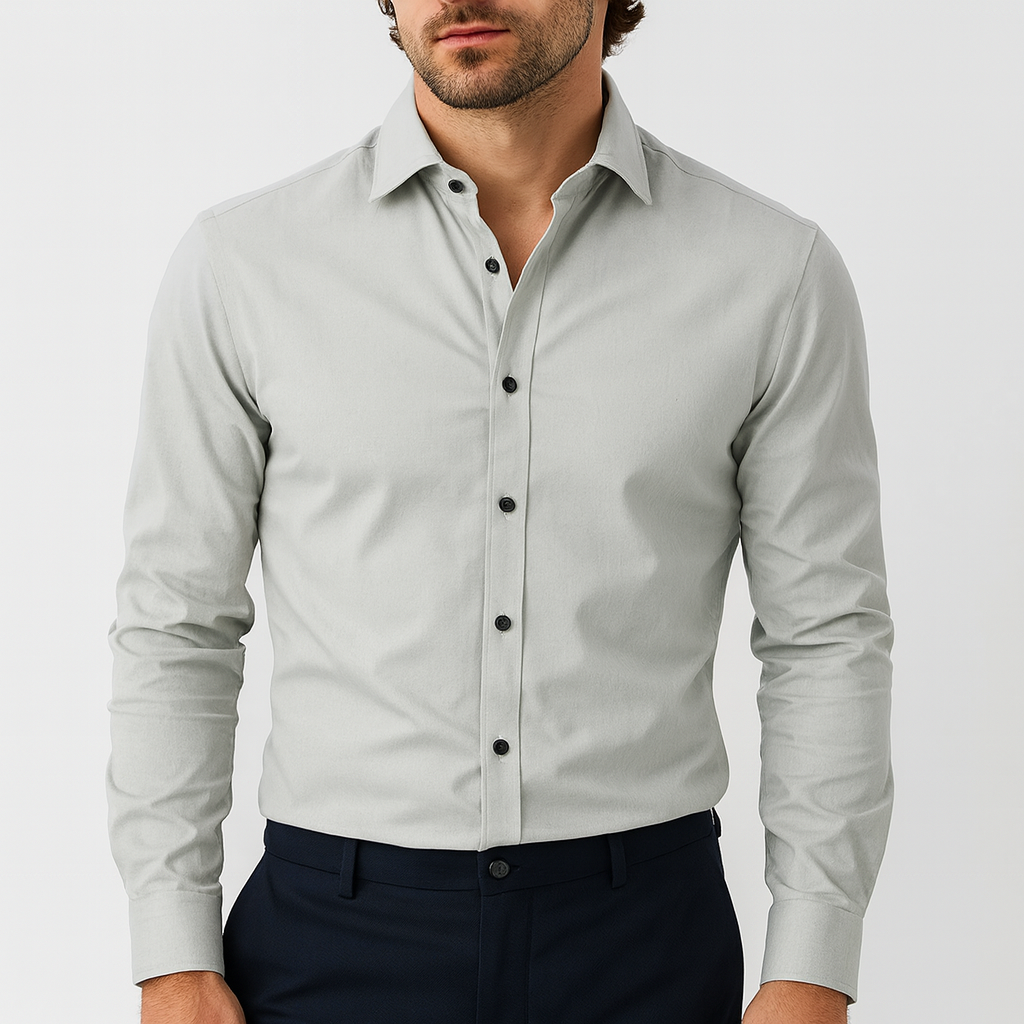 Men's Contrast Button Long Sleeve Shirt