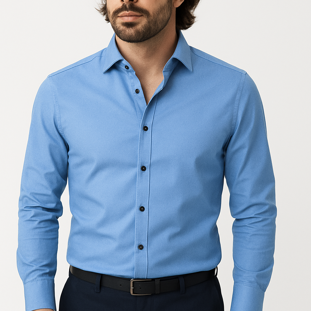 Men's Contrast Button Long Sleeve Shirt