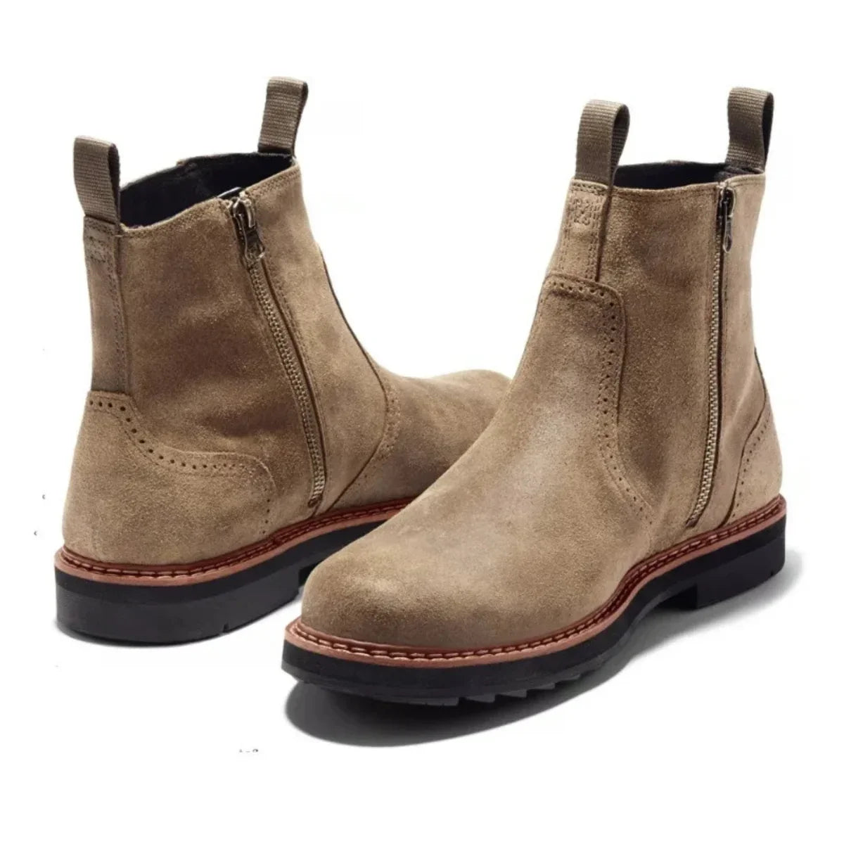 Men's Chelsea Boots with Side Zip and Lug Sole