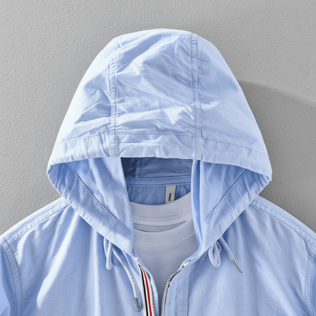 Men's Lightweight Zip-Up Hooded Shirt with Chest Pocket