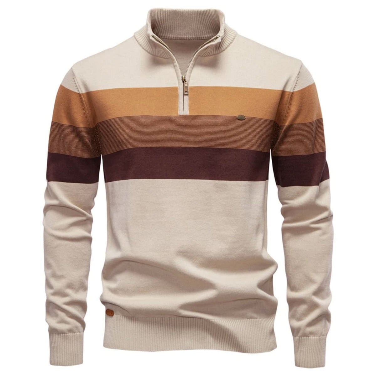 Men's Colour-Block Quarter-Zip Knit Jumper